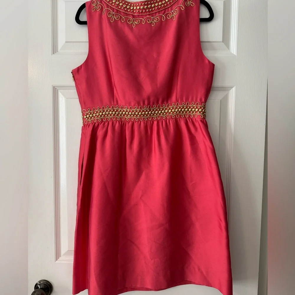 Kate Spade Annette Silk Dress in Pink and Gold Size 10